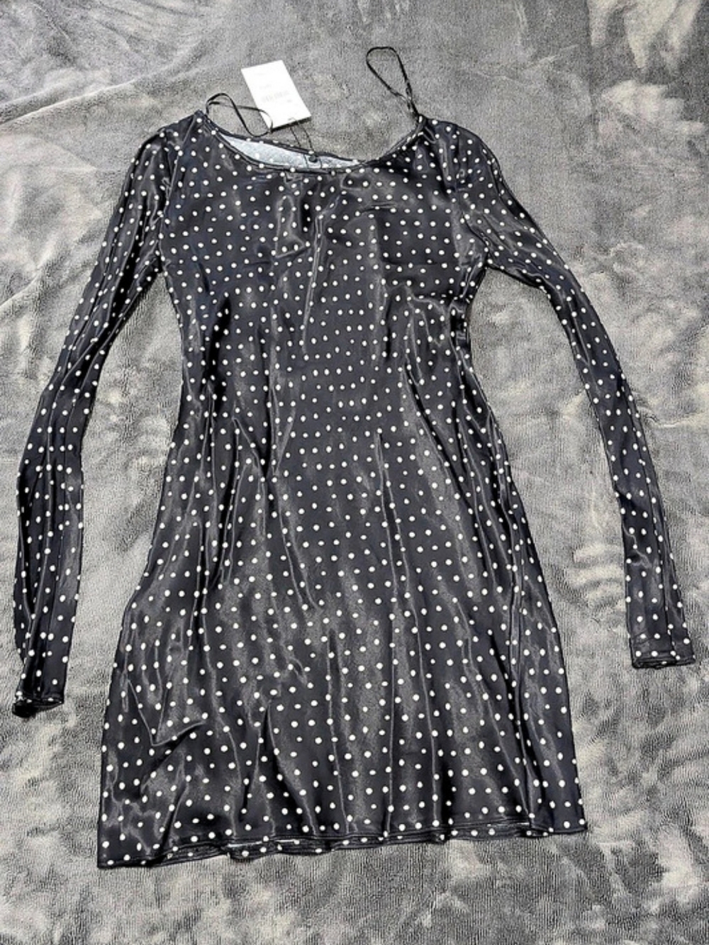 Zara Polka Dot Satin Dress Mini Dress Black & White XS
